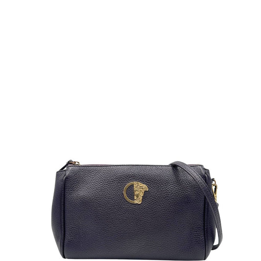  Borsa Versace Collezione in pelle viola scuro, indossabile a tracolla, di lusso, originale, ottime condizioni.