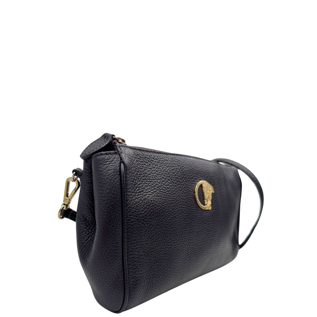  Borsa Versace Collezione in pelle viola scuro, indossabile a tracolla, di lusso, originale, ottime condizioni.