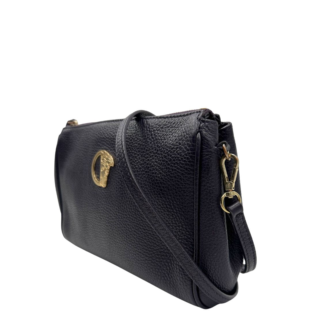  Borsa Versace Collezione in pelle viola scuro, indossabile a tracolla, di lusso, originale, ottime condizioni.