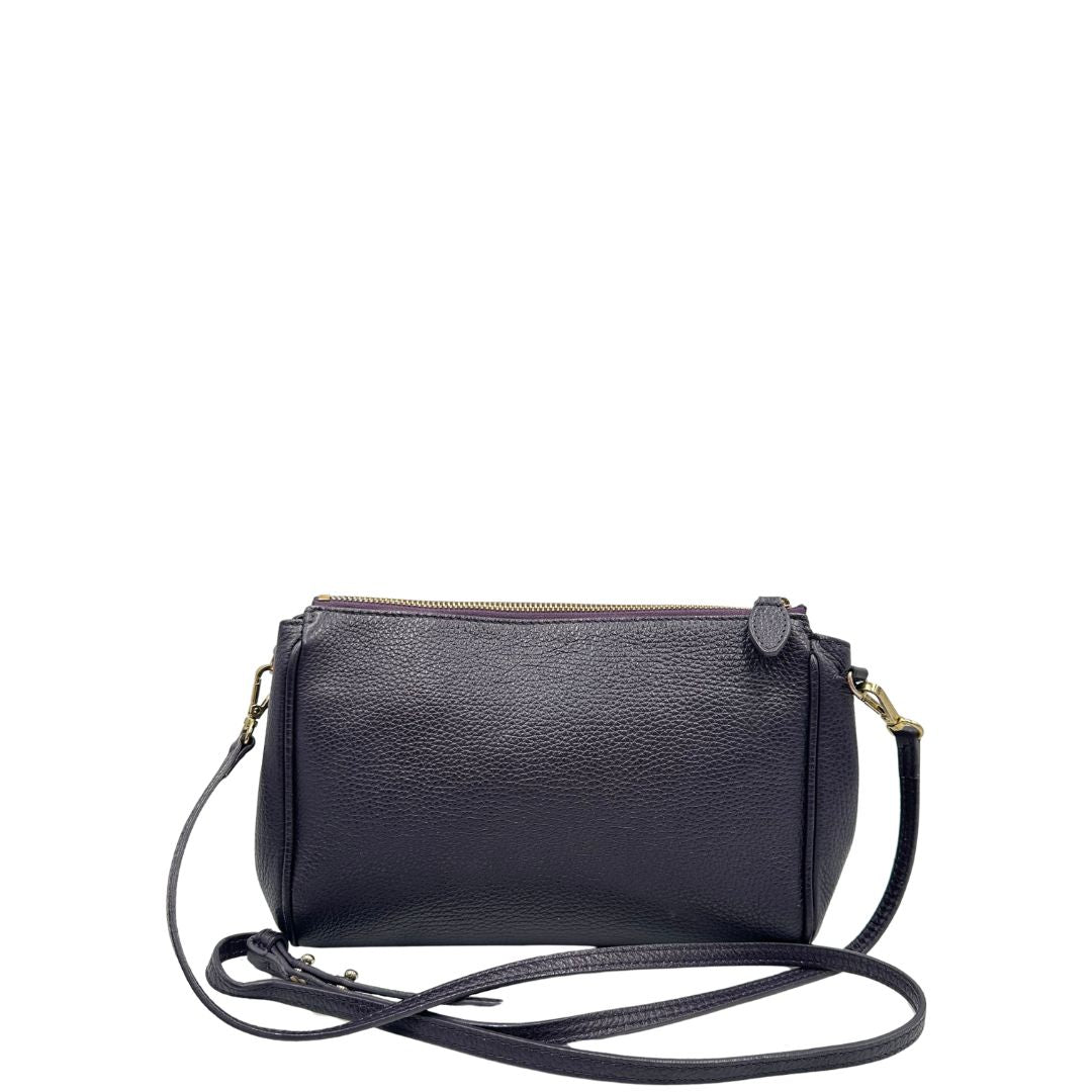 Borsa Versace Collezione in pelle viola scuro, indossabile a tracolla, di lusso, originale, ottime condizioni.