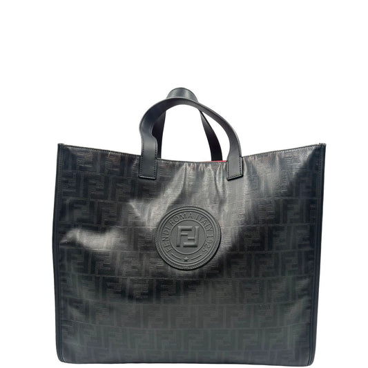front Tote Fendi Roma in canvas nero trama Zucca, di lusso, originale, ottime condizioni, usata. 