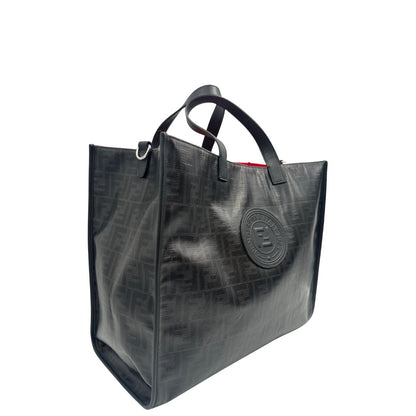 lato Tote Fendi Roma in canvas nero trama Zucca, di lusso, originale, ottime condizioni, usata. 