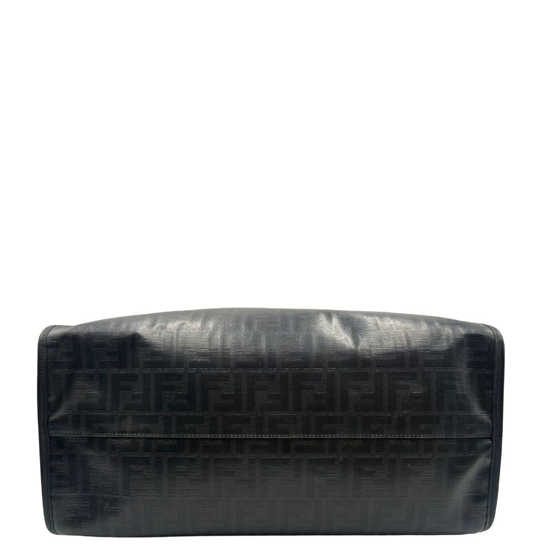 base Tote Fendi Roma in canvas nero trama Zucca, di lusso, originale, ottime condizioni, usata. 