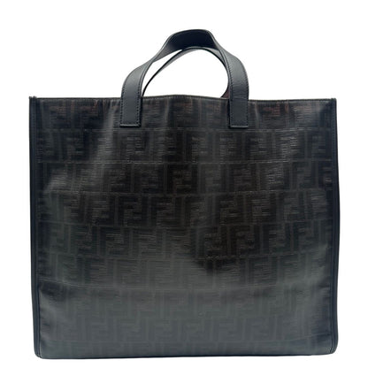 retro Tote Fendi Roma in canvas nero trama Zucca, di lusso, originale, ottime condizioni, usata. 