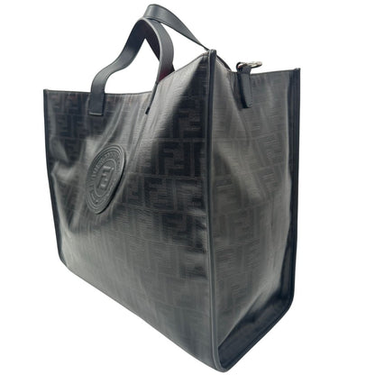 lato Tote Fendi Roma in canvas nero trama Zucca, di lusso, originale, ottime condizioni, usata. 