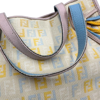 manici Tote Fendi multicolore con trama Zucchino, di lusso, originale, ottime condizioni, usata.
