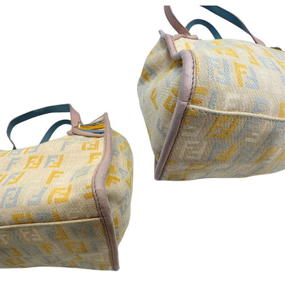 angoli Tote Fendi multicolore con trama Zucchino, di lusso, originale, ottime condizioni, usata. 