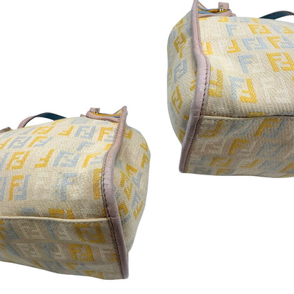 angoli Tote Fendi multicolore con trama Zucchino, di lusso, originale, ottime condizioni, usata. 