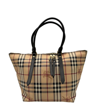 front Borsa Burberry in canvas trama tartan e finiture in pelle testa di moro, di lusso, originale, ottime condizioni. 