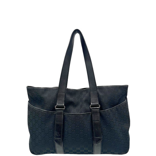 front  Shopper Gucci in tessuto nero GG, indossabile a spalla, di lusso, originale, ottime condizioni, usata. 