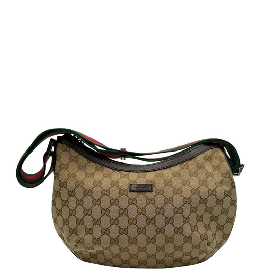 front Borsa Gucci in tessuto GG, munita di una una tracolla Web in tessuto regolabile, di lusso, originale, ottime condizioni, usata 