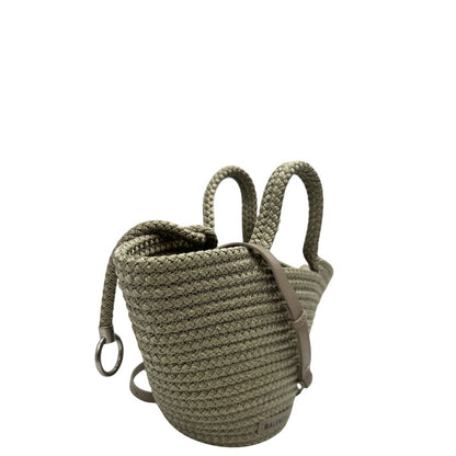 Basket Balenciaga in nylon beige intrecciato con finiture in pelle tono su tono, di lusso, originale, eccellenti condizioni, usato.