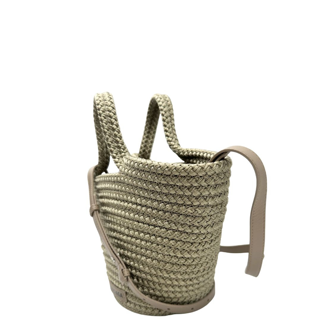 Basket Balenciaga in nylon beige intrecciato con finiture in pelle tono su tono, di lusso, originale, eccellenti condizioni, usato.