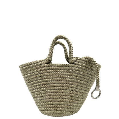 Basket Balenciaga in nylon beige intrecciato con finiture in pelle tono su tono, di lusso, originale, eccellenti condizioni, usato.