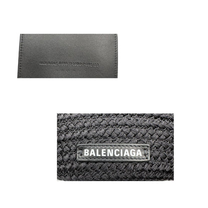 interno  Basket Balenciaga in nylon nero intrecciato con finiture in pelle tono su tono, di lusso, eccellenti condizioni, usata, originale.  