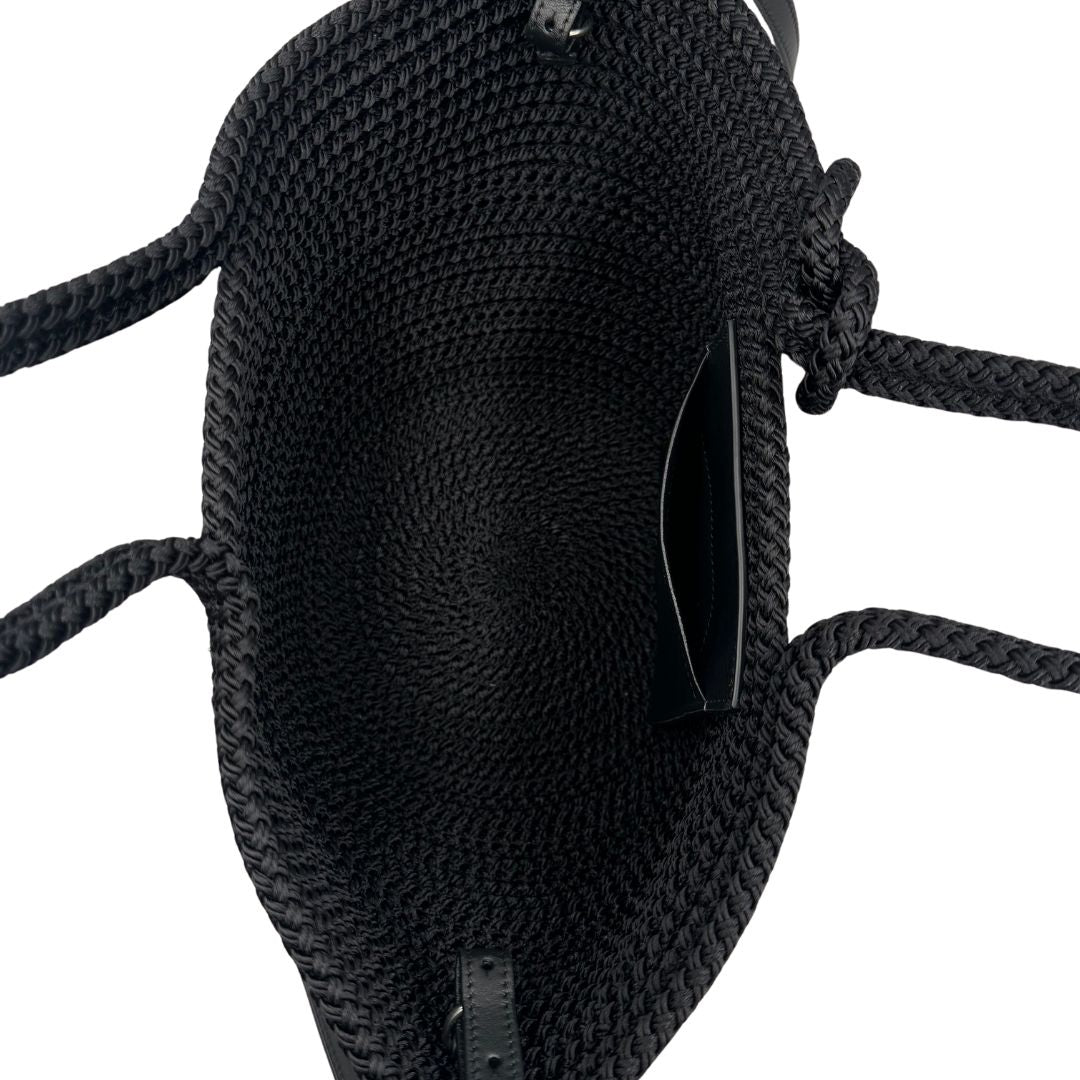 vinterno  Basket Balenciaga in nylon nero intrecciato con finiture in pelle tono su tono, di lusso, eccellenti condizioni, usata, originale.  