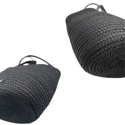 angoli  Basket Balenciaga in nylon nero intrecciato con finiture in pelle tono su tono, di lusso, eccellenti condizioni, usata, originale.  