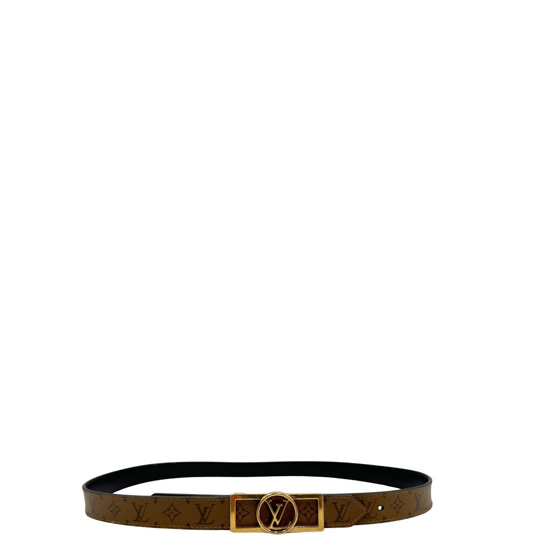 Cintura Dauphine LV in canvas monogram marrone reversibile. Originale, usata, di lusso, in ottime condizioni.