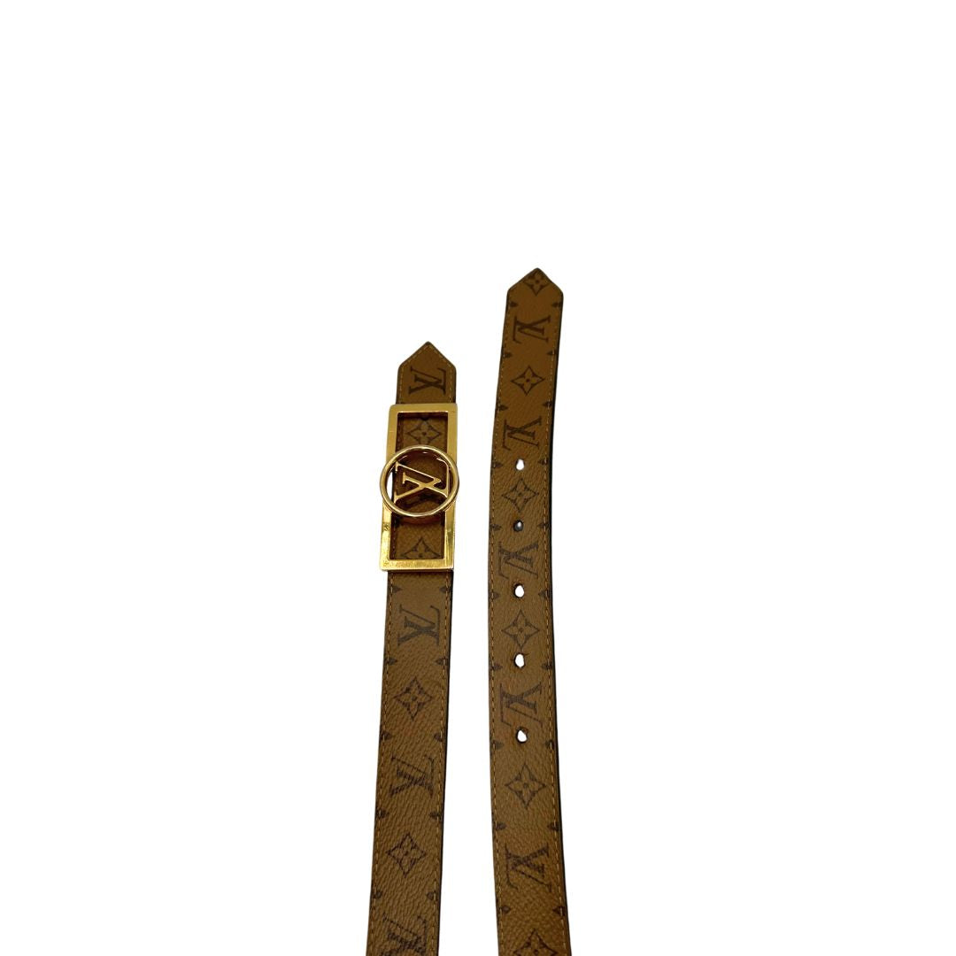 Cintura Dauphine LV in canvas monogram marrone reversibile. Originale, usata, di lusso, in ottime condizioni.
