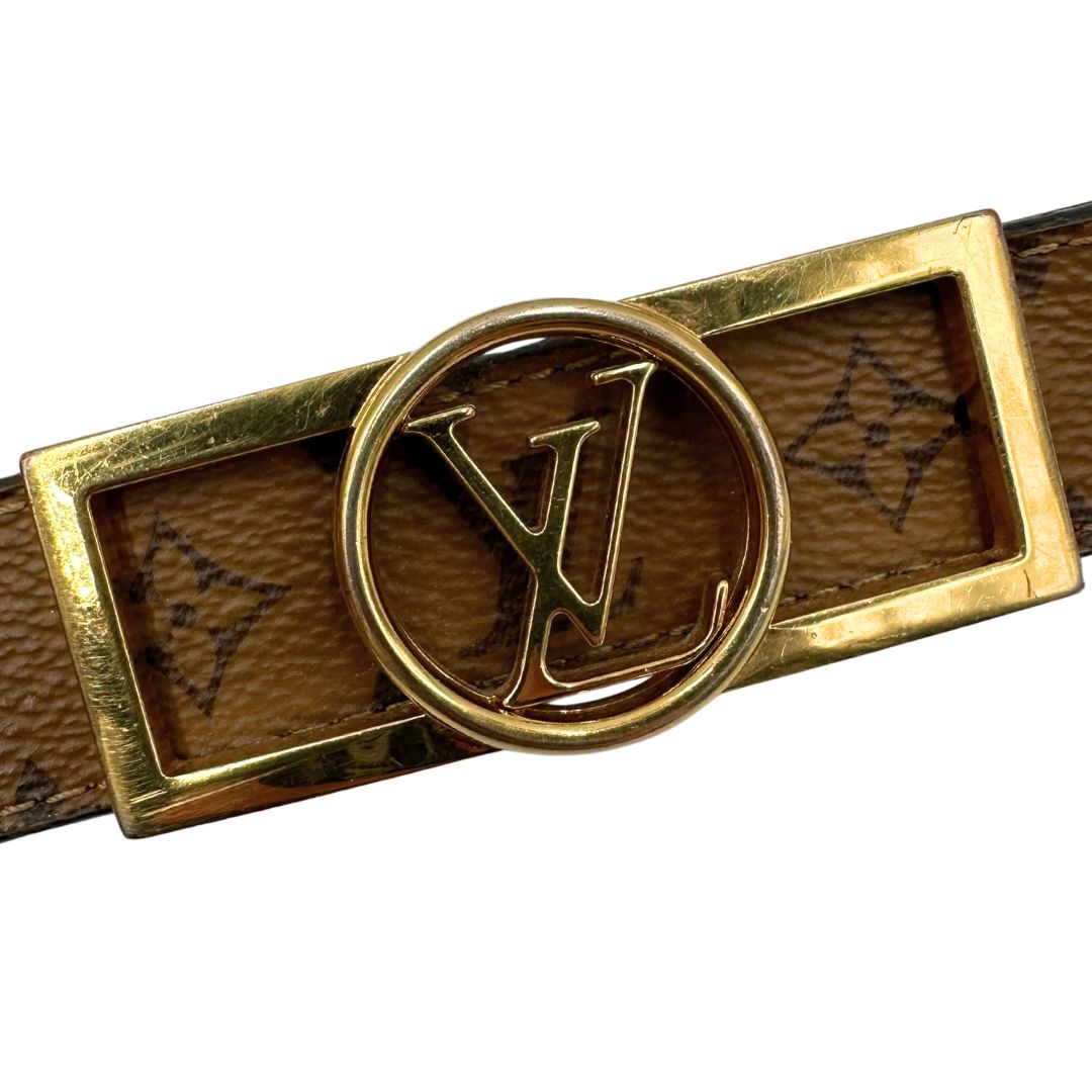 Cintura Dauphine LV in canvas monogram marrone reversibile. Originale, usata, di lusso, in ottime condizioni.