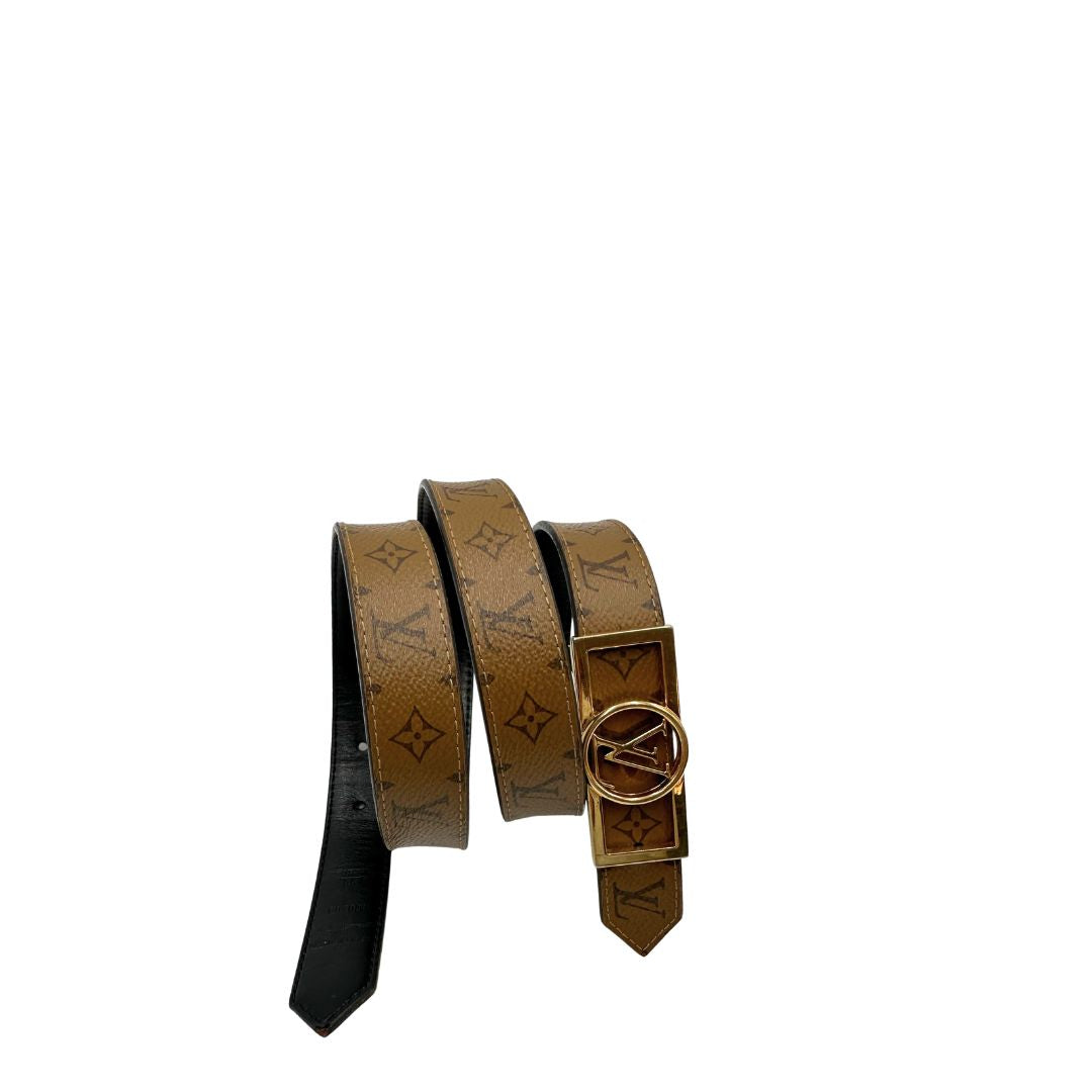 Cintura Dauphine LV in canvas monogram marrone reversibile. Originale, usata, di lusso, in ottime condizioni.