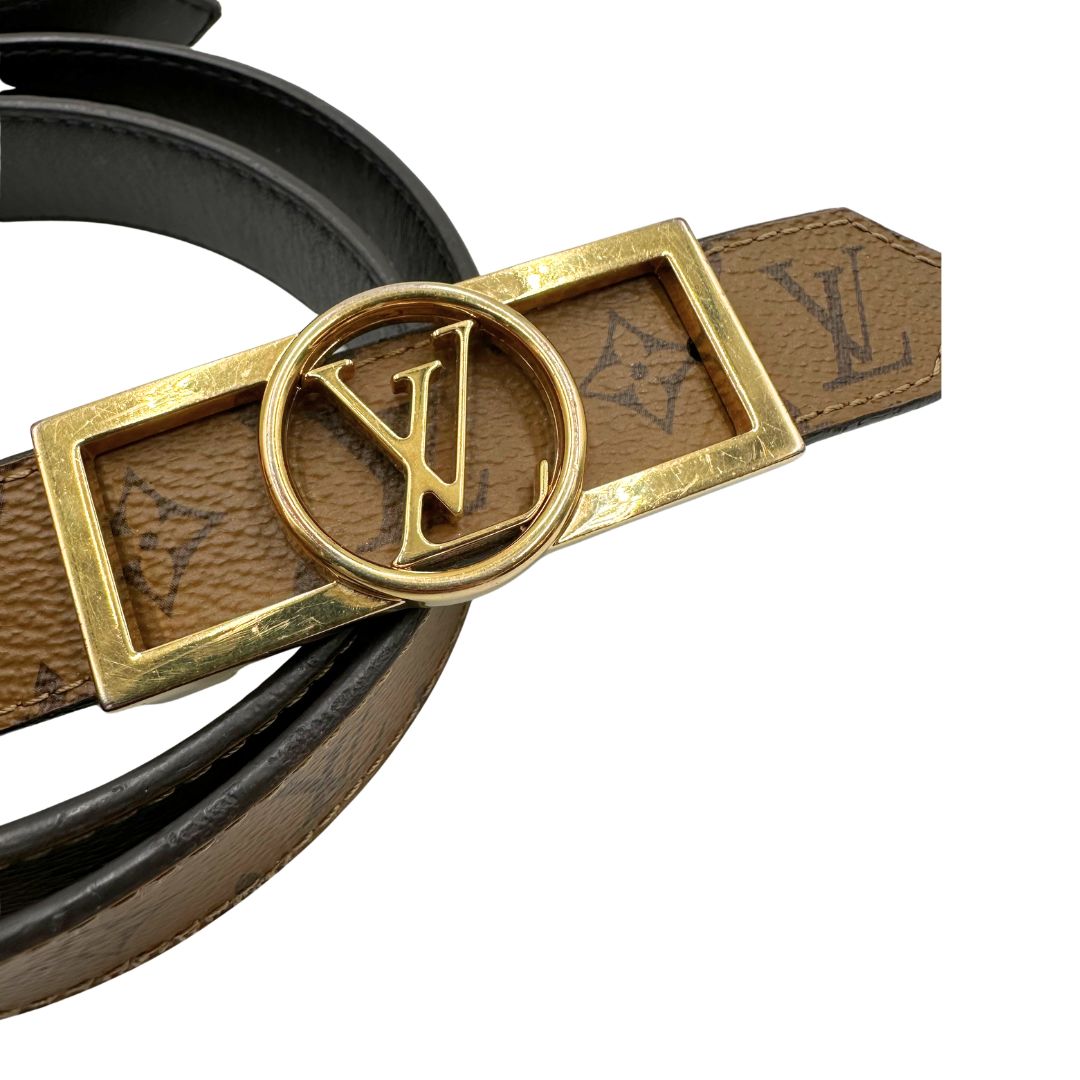 Cintura Dauphine LV in canvas monogram marrone reversibile. Originale, usata, di lusso, in ottime condizioni.