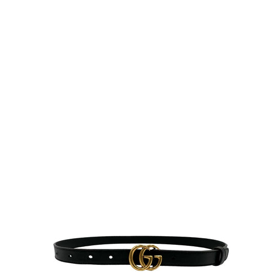  Cintura Gucci Marmont in pelle nera e hardware dorato anticato, di lusso, originale, ottime condizioni.