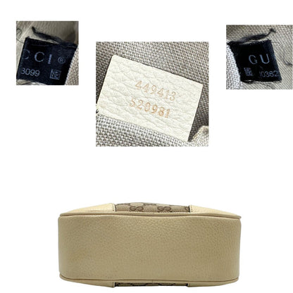 base  Camera Bag Gucci in tessuto GG con finiture in pelle color avorio, di lusso, originale, ottime condizioni, usata. 
