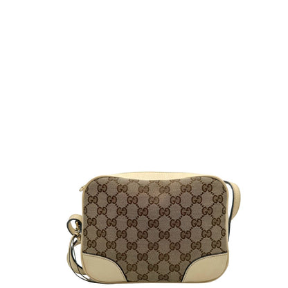  Camera Bag Gucci in tessuto GG con finiture in pelle color avorio, di lusso, originale, ottime condizioni, usata.
