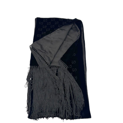 Sciarpa Gucci GG in velluto con frange, di lusso, originale, ottime condizioni, usata.