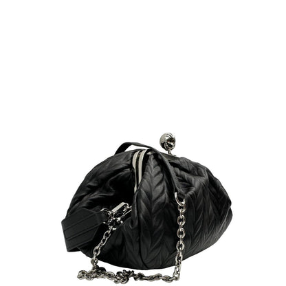 pasticcino Max Mara in pelle nera con dettagli di pietre incastonate, indossabile a spalla o a tracolla, di lusso, originale, ottime condizioni, usato.