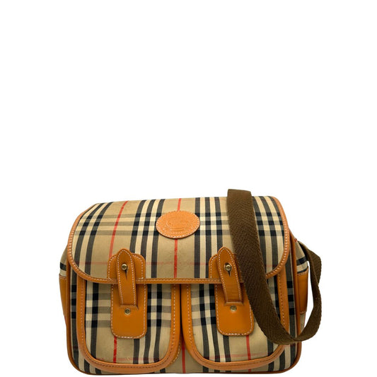  Cartella Burberry in canvas trama tartan con finiture in pelle marroni, di lusso, originale, ottime condizioni, usata.