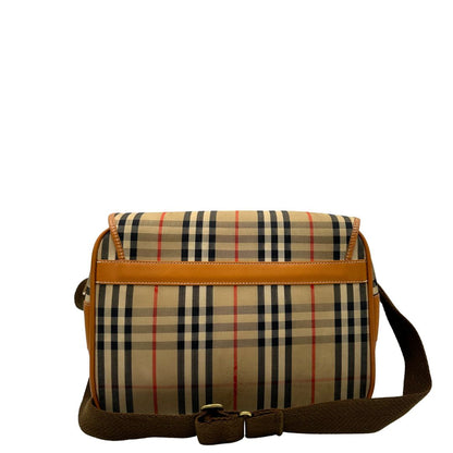 Cartella Burberry in tessuto trama tartan con finiture in pelle marroni.