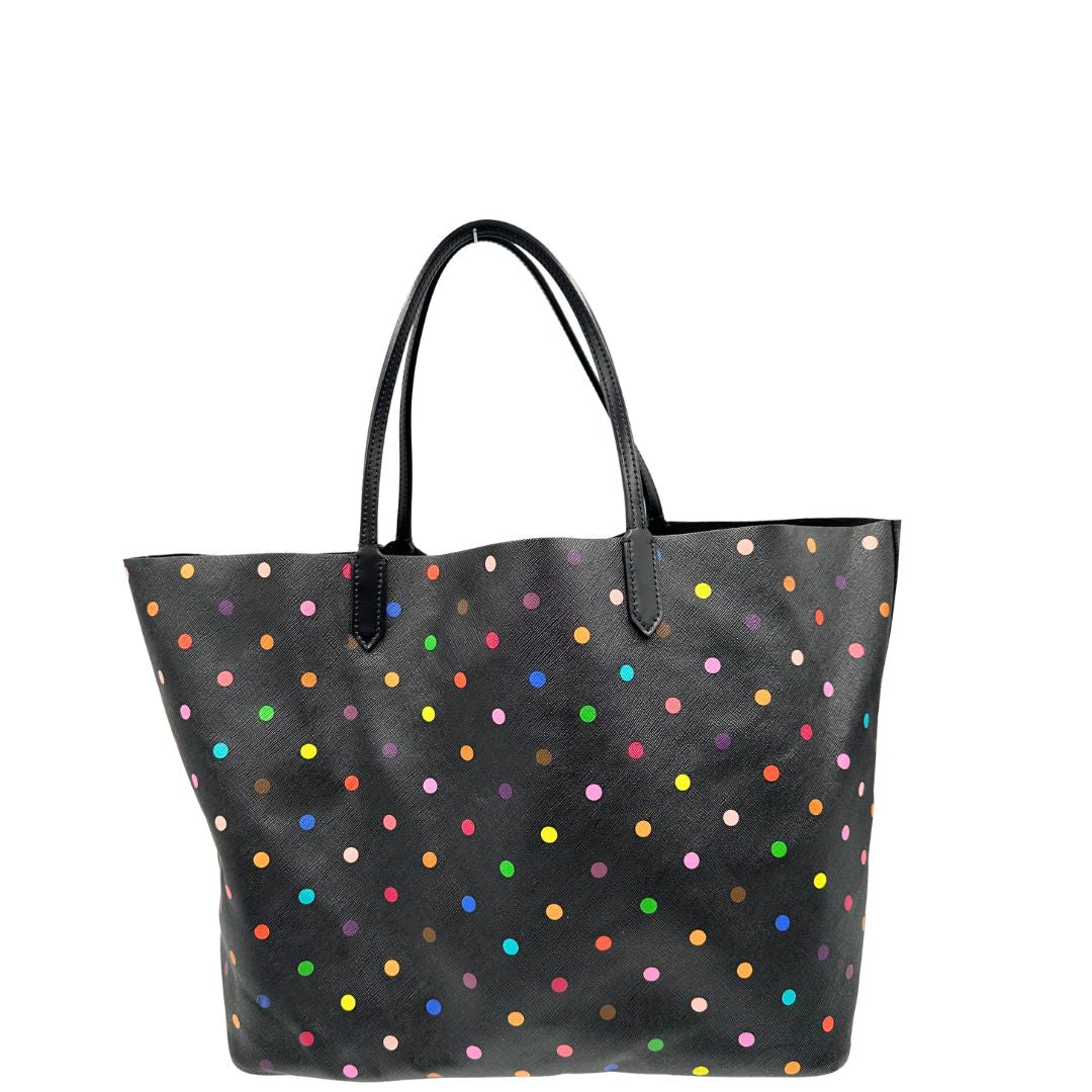 retro  Shopping Givenchy in pelle nera con pois multicolore, di lusso, originale, ottime condizioni, usata, originale.