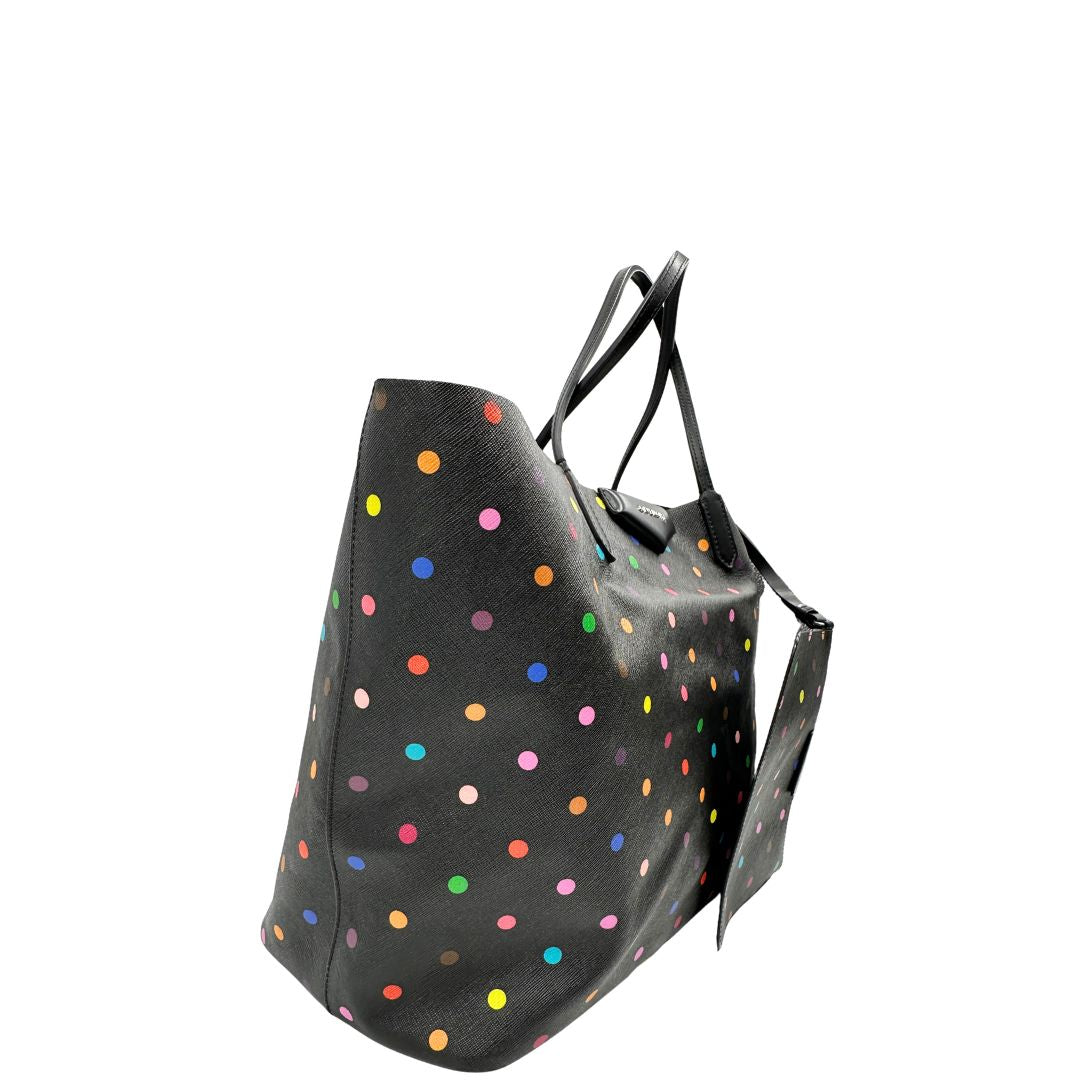 lato Shopping Givenchy in pelle nera con pois multicolore, di lusso, originale, ottime condizioni, usata, originale. 