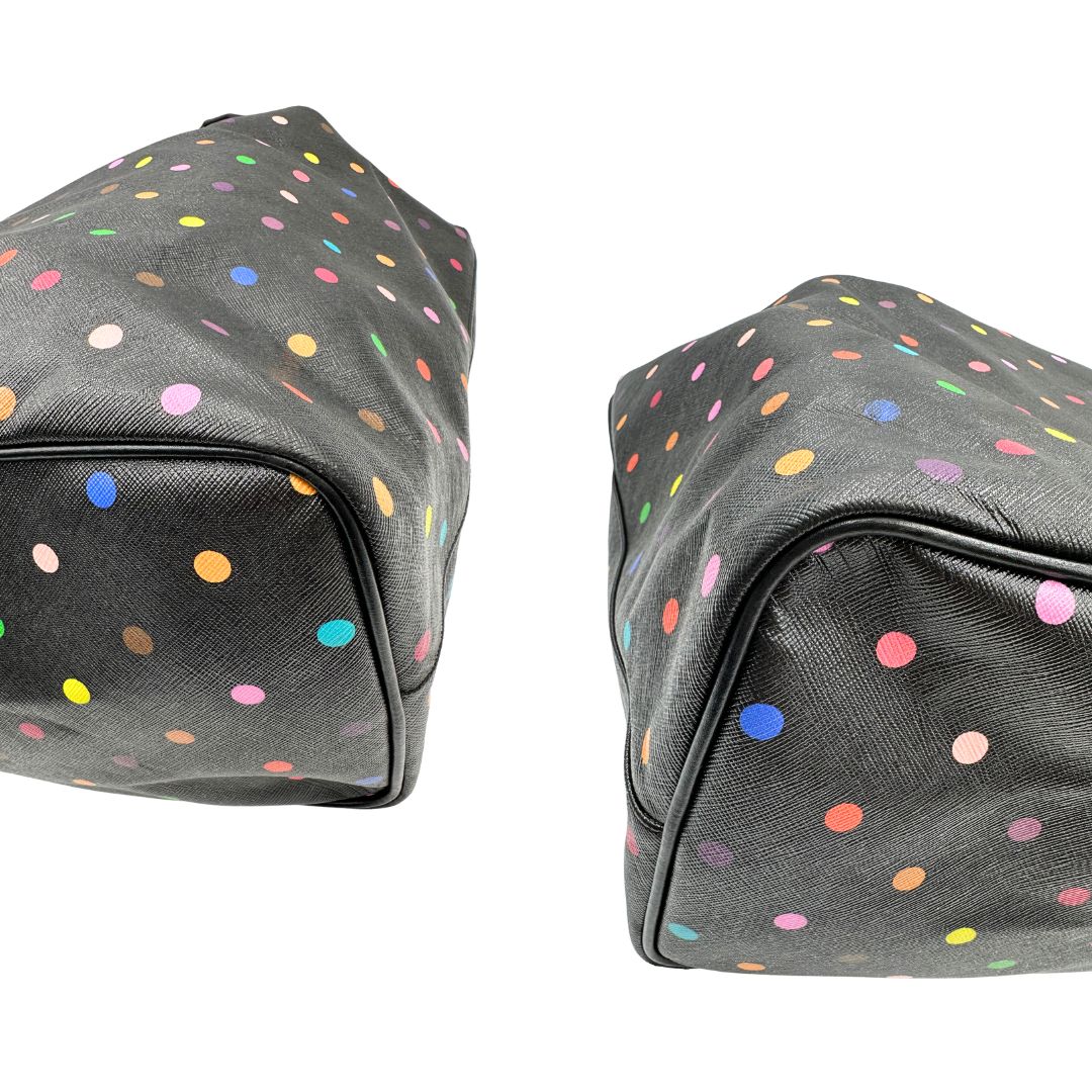angoli  Shopping Givenchy in pelle nera con pois multicolore, di lusso, originale, ottime condizioni, usata, originale.
