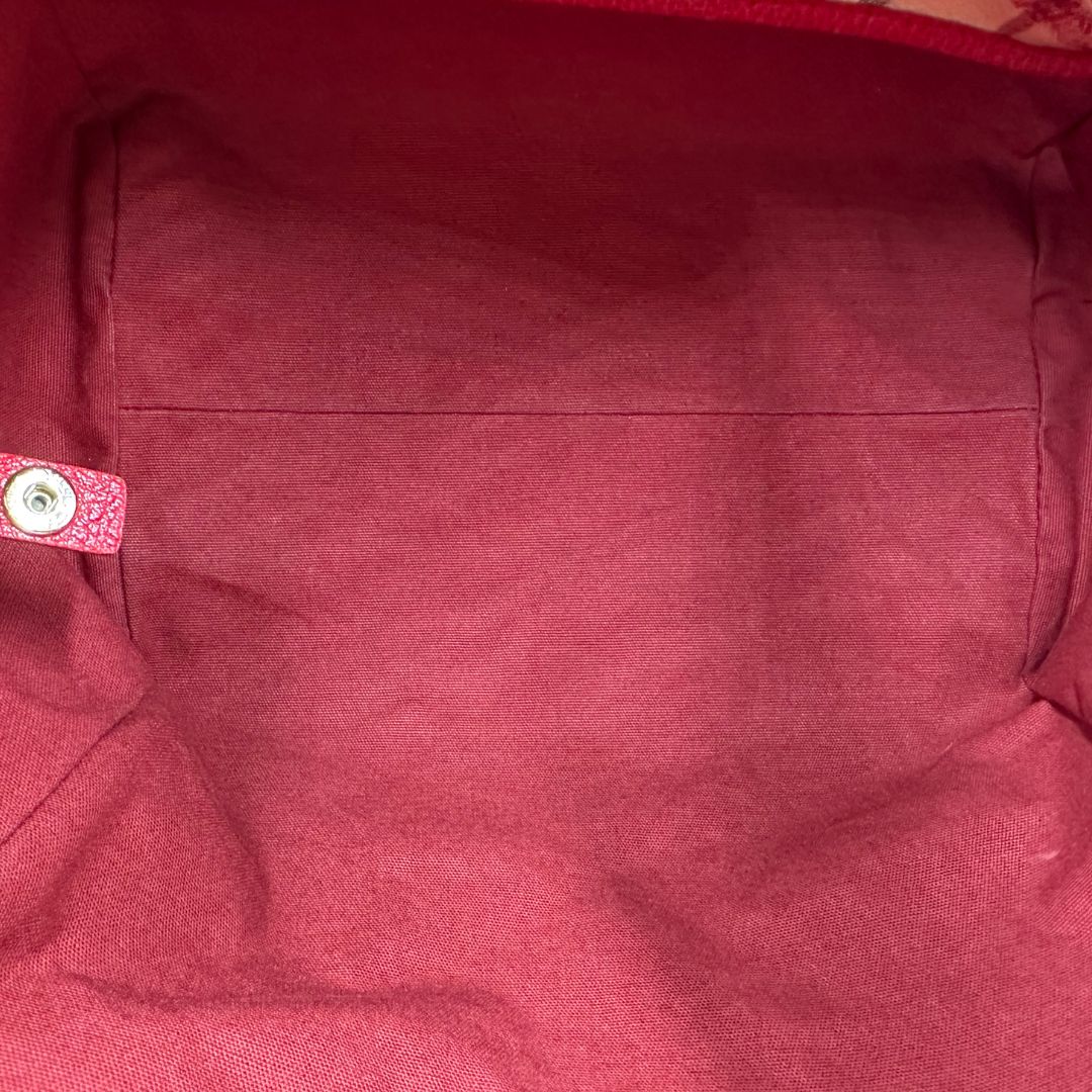 interno Borsa Burberry in canvas trama tartan e finiture in pelle rossa, di lusso, originale, ottime condizioni, usata