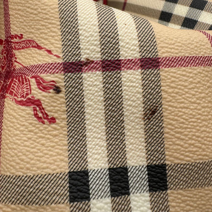 Borsa Burberry in canvas trama tartan e finiture in pelle rossa, di lusso, originale, ottime condizioni, usata.