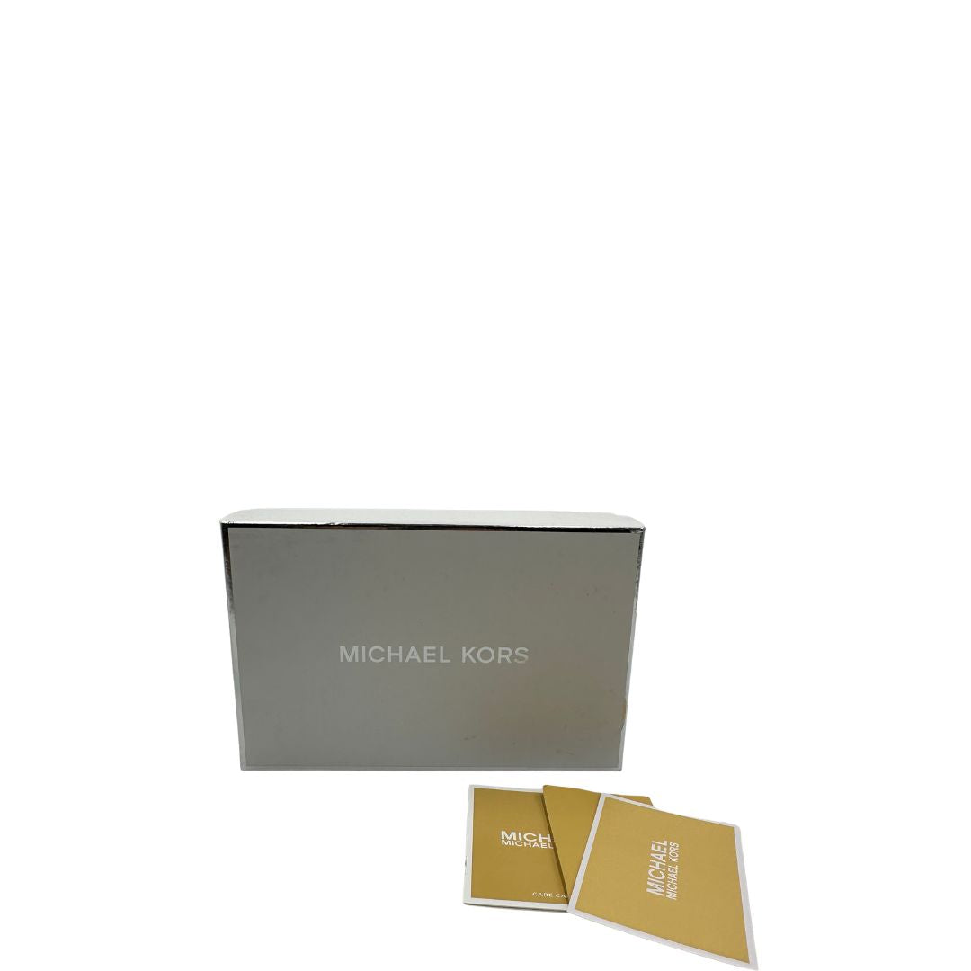 Portafoglio MK in pelle martellata marrone, di lusso, originale, ottime condizioni, usata.