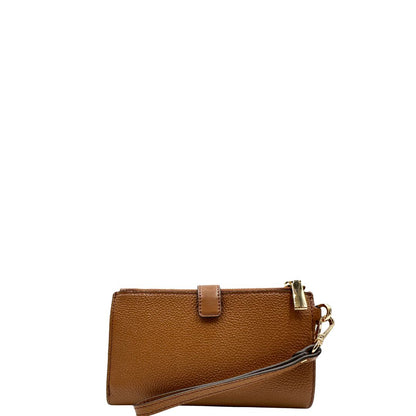 Portafoglio MK in pelle martellata marrone, di lusso, originale, ottime condizioni, usata.