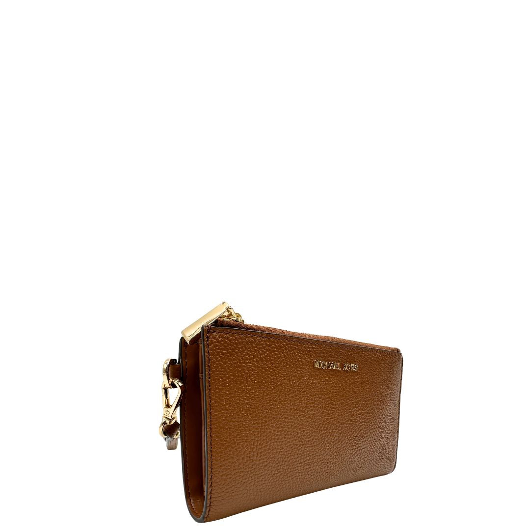 Portafoglio MK in pelle martellata marrone, di lusso, originale, ottime condizioni, usata.
