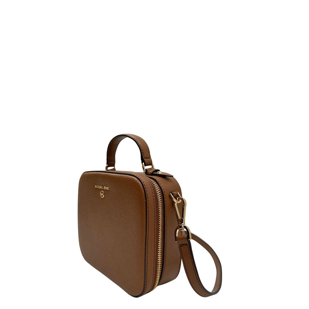 lato Borsa MK strutturata in pelle marrone, di lusso, originale, eccellenti condizioni, usata. 