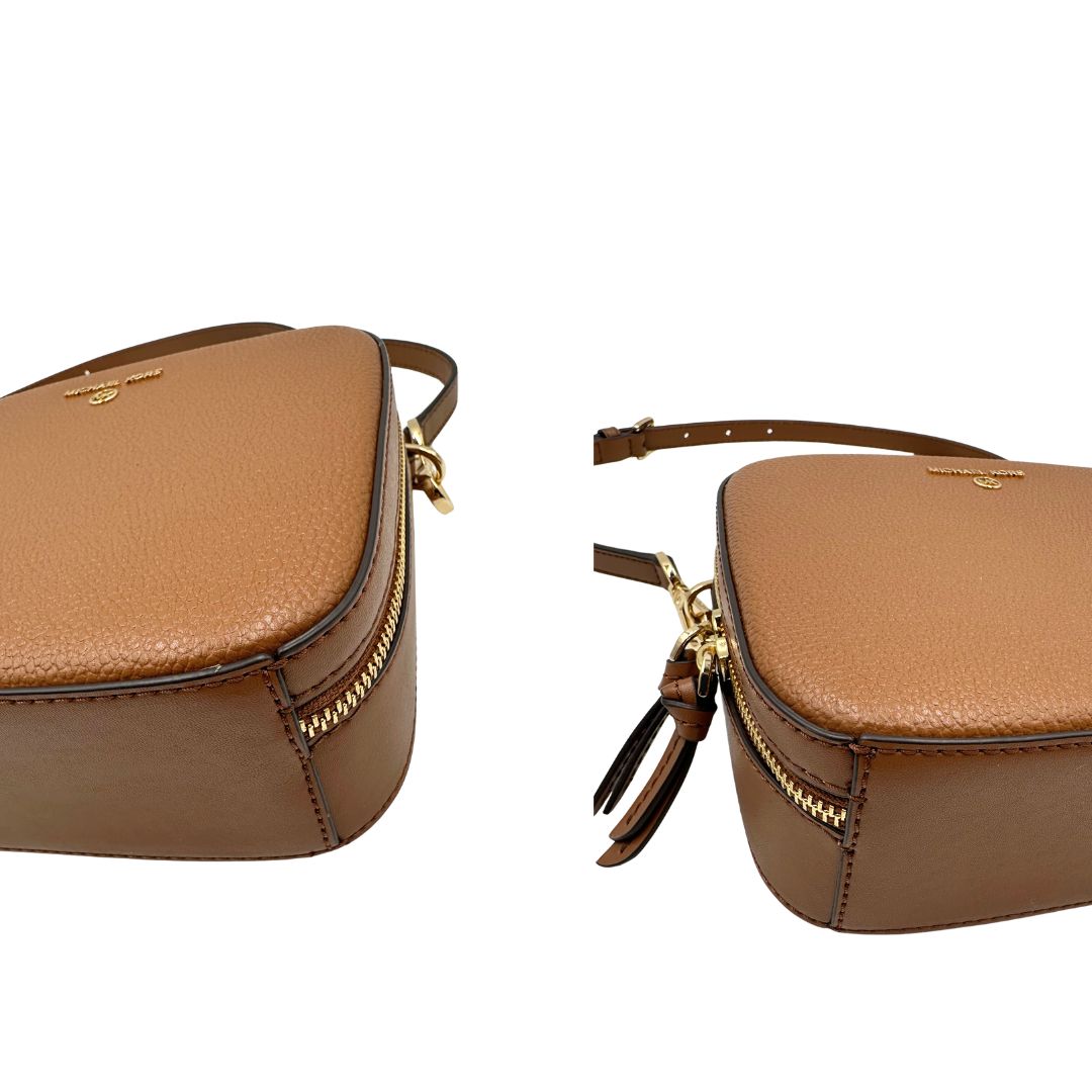 angoli Borsa MK strutturata in pelle marrone, di lusso, originale, eccellenti condizioni, usata. 