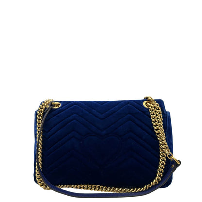 retro  Borsa Gucci Marmont nella misura grande in velluto blu, di lusso, originale, ottime condizioni. 