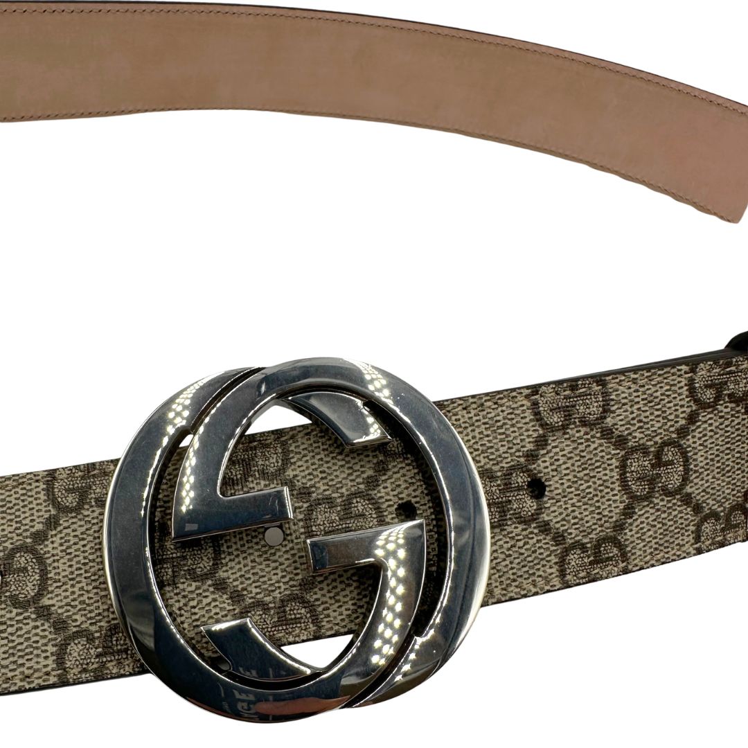  Cintura gucci in canvas GG beige, di lusso, originale, ottime condizioni, usata.
