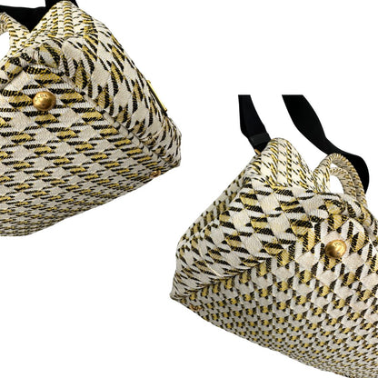 angoli  Borsa Tote Prada in tessuto Jacquard, di lusso, originale, ottime condizioni, usata. 