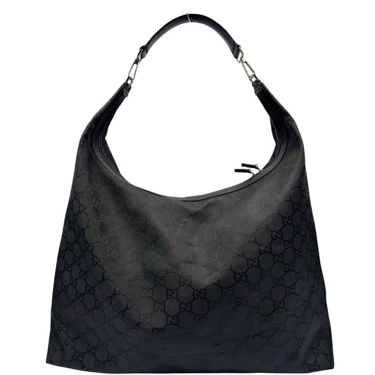 front Borsa Gucci Hobo Maxi in tessuto GG nero, di lusso, originale, ottime condizioni, usata. 
