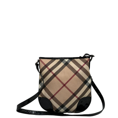 retro Borsa a tracolla Burberry in canvas tartan e finiture nere lucide, di lusso, originale, ottime condizioni, usata. 