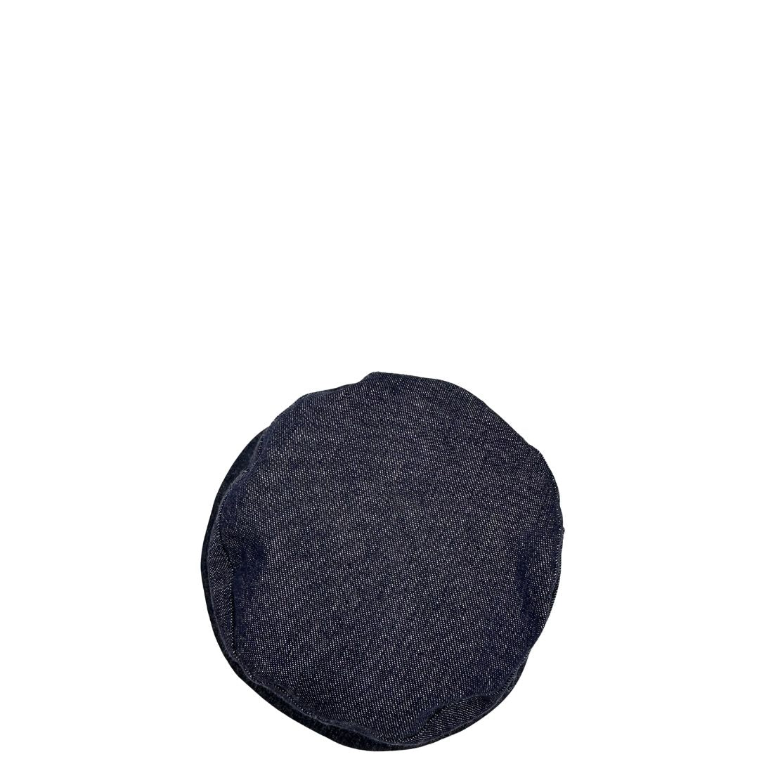  Cappello Burberry reversibile in tessuto denim blu e tessuto beige trama tartan, di lusso, originale, ottime condizioni, usato.