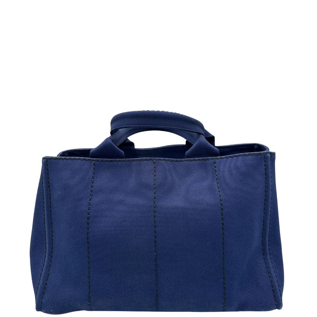 retro  Borsa Tote Prada in tessuto blu, di lusso, originale, ottime condizioni, usata. 